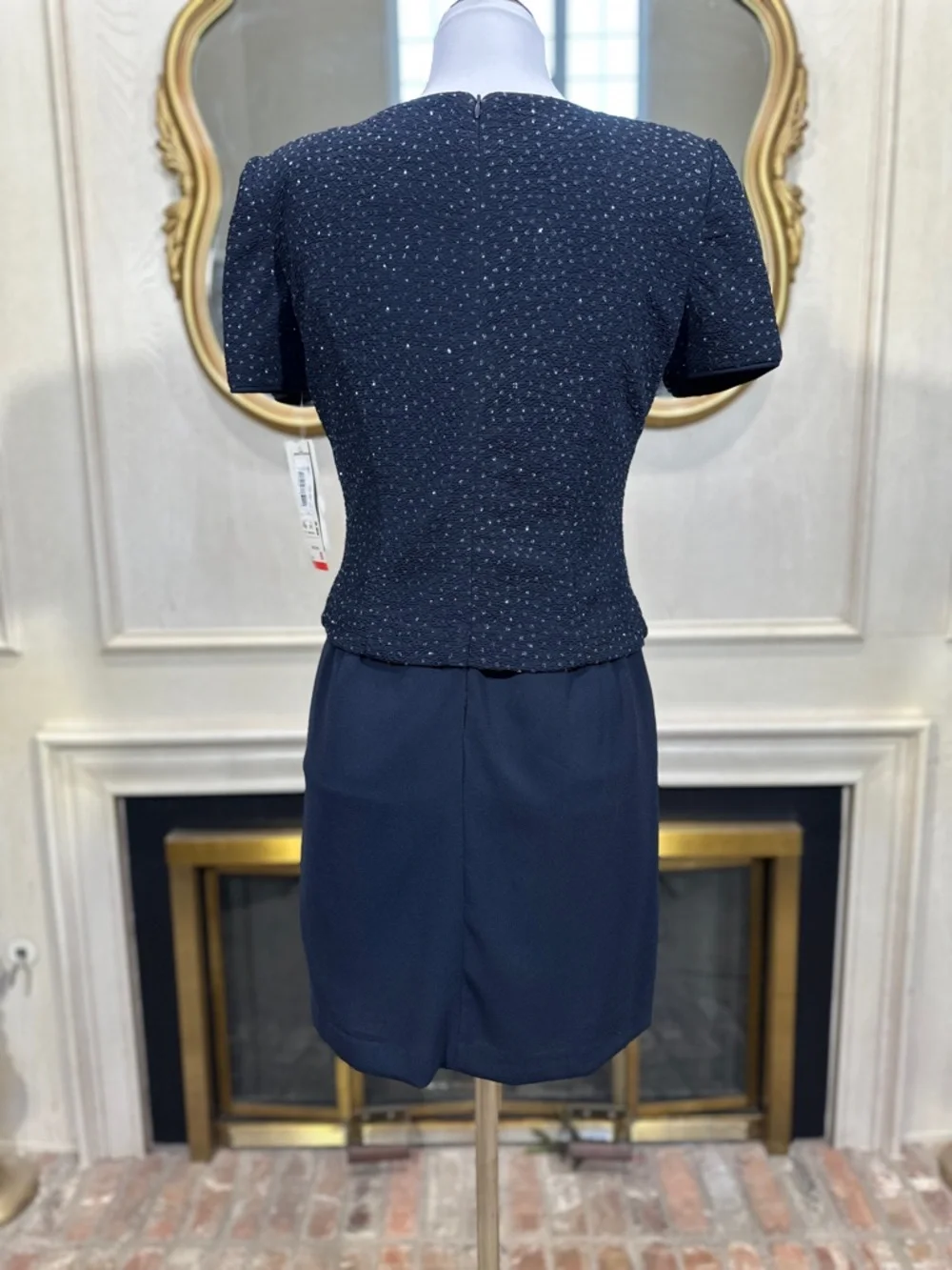 Jessica Howard Dress Size 8 Petite Vintage Navy Sequin Evening 90s Luxe - Picture 5 of 10